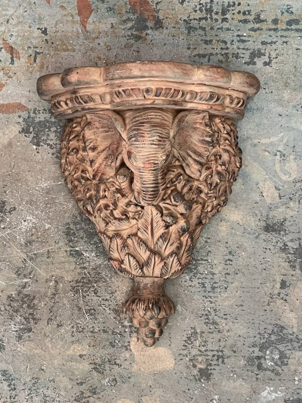 Elephant Wall Shelf Corbel Resin Hollywood Regency Decor Lodge Rustic Multi Use